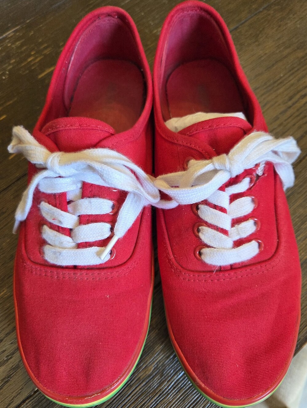 Forever 21 Red & Rainbow Pride Lace Up  Canvas Tennis Shoe Sneakers Size 8